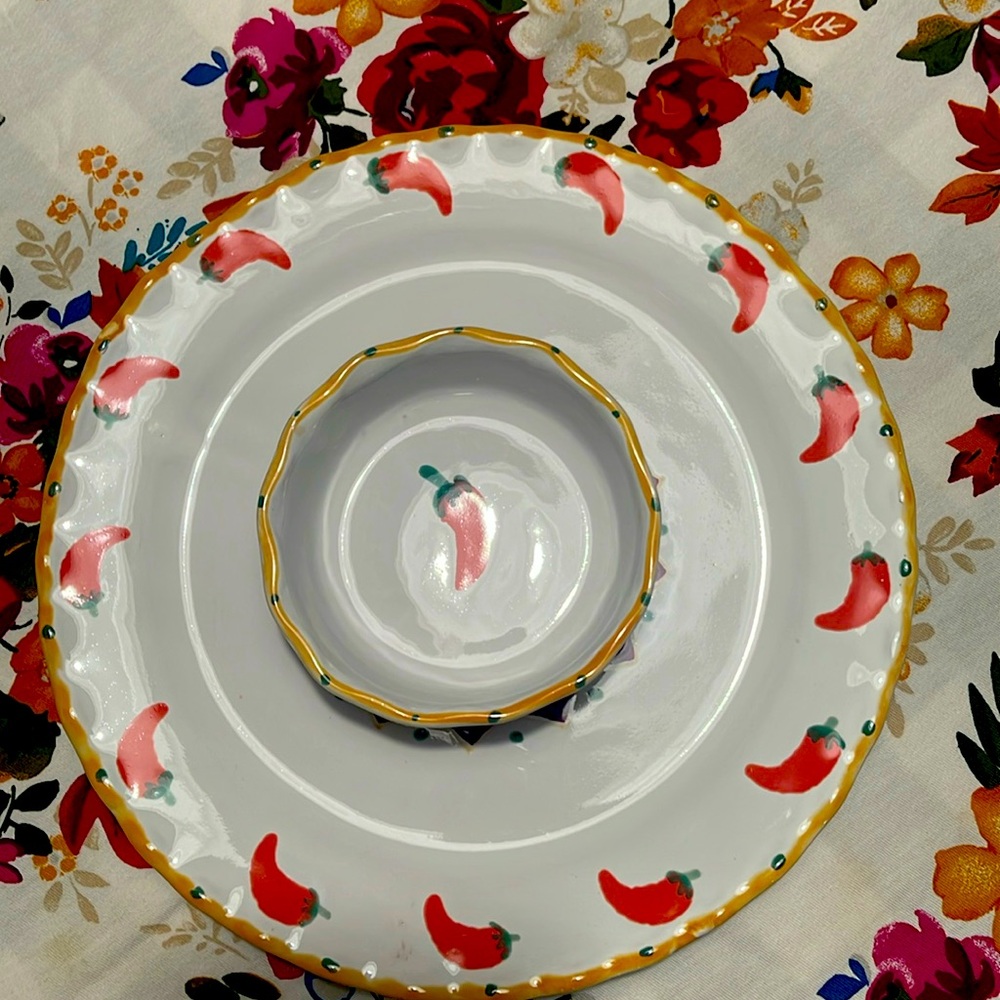 RARE vintage Mesa International Elkins New Hampshire stoneware Chips & Dip